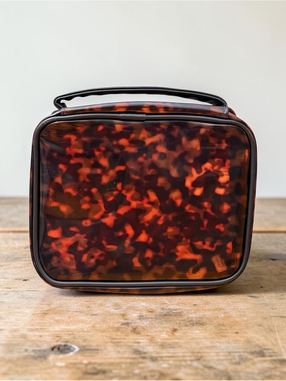 BLACK & BROWN TORTOISESHELL COSMETIC/ANYTHING CASE WITH HANDLE